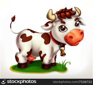 Little Cow, funny character. 3d vector icon
