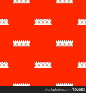 Little crown pattern repeat seamless in orange color for any design. Vector geometric illustration. Little crown pattern seamless