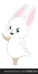 Little cute cartoon white bunny with blue eyes illustration.