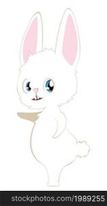 Little cute cartoon white bunny with blue eyes illustration.