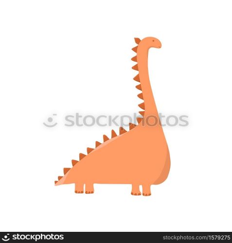 Little cute dinosaur. Vector cartoon illustration. Kids dino image isolated on white background. Baby monster reptile for print on t shirt, book, poster, banner.. Little cute dinosaur. Vector cartoon illustration. Kids dino image isolated on white background. Baby monster reptile for print on t shirt, book, poster, banner