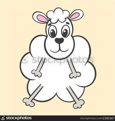 Little cute lamb hand drawn vector. Young livestock. Fluffy wool character sheep sitting isolated illustration. Little cute lamb hand drawn vector