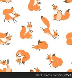 Little cute squirrels. Seamless pattern for gift wrapping, wallpaper, childrens room or clothing.. Little cute squirrels. Seamless pattern for gift wrapping, wallpaper, childrens room or clothing. White background. Vector illustration
