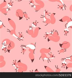 Little cute squirrels. Seamless pattern for gift wrapping, wallpaper, childrens room or clothing.. Little cute squirrels. Seamless pattern for gift wrapping, wallpaper, childrens room or clothing. Pink background. Vector illustration