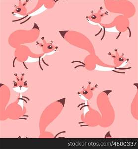 Little cute squirrels. Seamless pattern for gift wrapping, wallpaper, childrens room or clothing. Vector illustration
