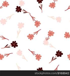 Little flower seamless pattern in naive art style. Decorative floral ornament wallpaper. Simple design for fabric, textile print, wrapping, cover. Vector illustration. Little flower seamless pattern in naive art style. Decorative floral ornament wallpaper.