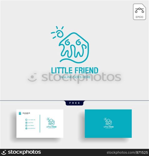 Little Friend Happy logo template vector illustration with business card - vector. Little Friend Happy creative logo template vector illustration