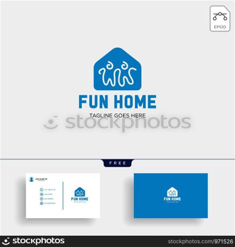 Little Friend Happy logo template vector illustration with business card - vector. Little Friend Happy creative logo template vector illustration