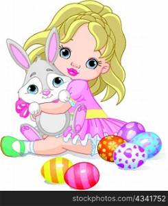 Little girl and Easter bunny