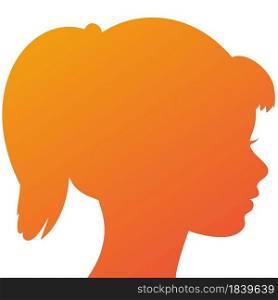 Little Girls Silhouette Profile Isolated on White Background with Unusual Gradient. Vector Beautiful and Elegant Kid Head. Easy to Recolour.. Little Girls Silhouette Profile Isolated on White Background with Unusual Gradient. Beautiful and Elegant Kid Head. Easy to Recolour. Vector Illustration.