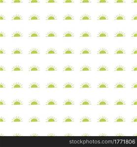 Little green sun silhouettes in kids style seamless pattern. Isolated backdrop. Hand drawn funny print. Perfect for fabric design, textile print, wrapping, cover. Vector illustration.. Little green sun silhouettes in kids style seamless pattern. Isolated backdrop. Hand drawn funny print.