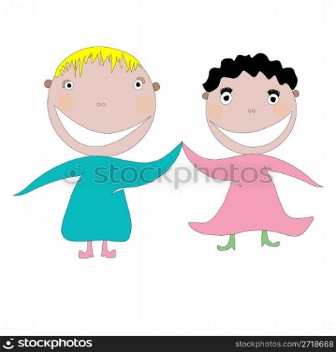 little happy kids vector art illustration, more drawings in my gallery