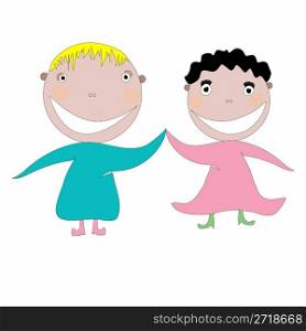 little happy kids vector art illustration, more drawings in my gallery