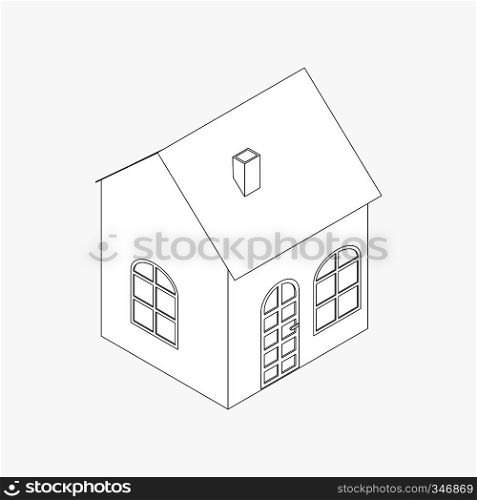 Little house with pipe icon in isometric 3d style isolated on white background. Little house icon, isometric 3d style