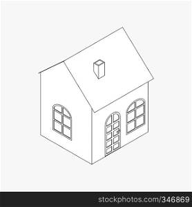 Little house with pipe icon in isometric 3d style isolated on white background. Little house icon, isometric 3d style