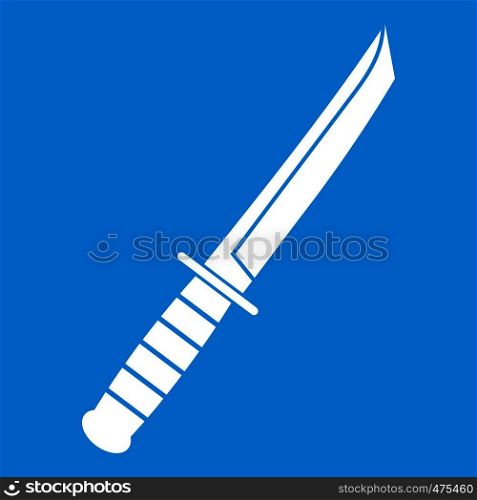 Little knife icon white isolated on blue background vector illustration. Little knife icon white