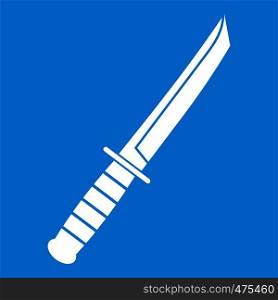 Little knife icon white isolated on blue background vector illustration. Little knife icon white