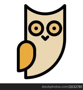Little owl side view icon. Outline little owl side view vector icon color flat isolated. Little owl side view icon color outline vector