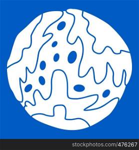 Little planet icon white isolated on blue background vector illustration. Little planet icon white