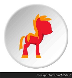 Little pony icon in flat circle isolated on white vector illustration for web. Little pony icon circle