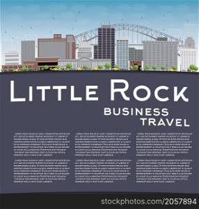 Little Rock Skyline with Grey Building, Blue Sky and copy space. Business travel concept. Vector Illustration