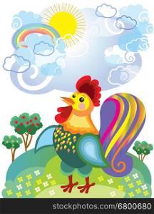 Little rooster in vector