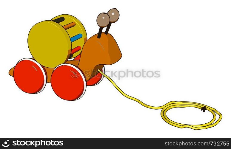 Little snail toy, illustration, vector on white background.