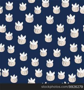 Little white persimmons shapes seamless random pattern. Navy blue background. Abstract food print. Great for fabric design, textile print, wrapping, cover. Vector illustration.. Little white persimmons shapes seamless random pattern. Navy blue background. Abstract food print.