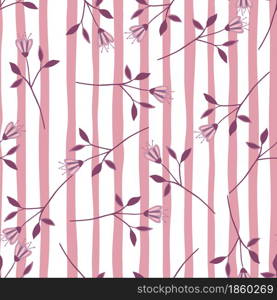 Little wildflower seamless pattern on lstripe background. Abstract botanical design. Elegant floral ornament. Nature wallpaper. For fabric, textile print, wrapping, cover. Vector illustration. Little wildflower seamless pattern on lstripe background.
