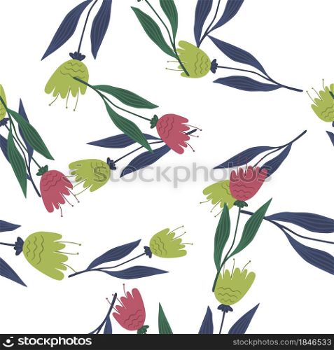 Little wildflower seamless pattern on white background. Elegant botanical design. Abstract floral ornament. Nature wallpaper. For fabric, textile print, wrapping, cover. Vector illustration. Little wildflower seamless pattern on white background.