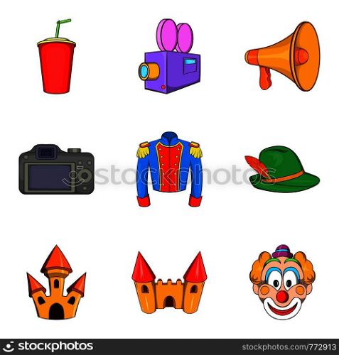 Live action icons set. Cartoon set of 9 live action vector icons for web isolated on white background. Live action icons set, cartoon style