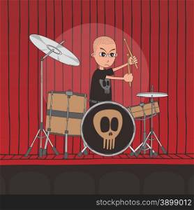 live band boy cartoon character theme vector illustration. live band boy cartoon character