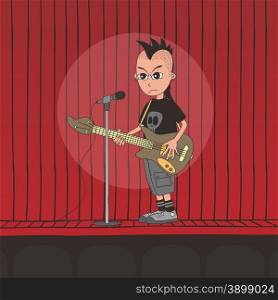 live band boy cartoon character theme vector illustration. live band boy cartoon character