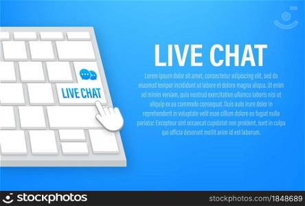 Live chat button on keyboard. Vector stock illustration. Live chat button on keyboard. Vector stock illustration.