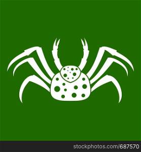 Live crab icon white isolated on green background. Vector illustration. Live crab icon green