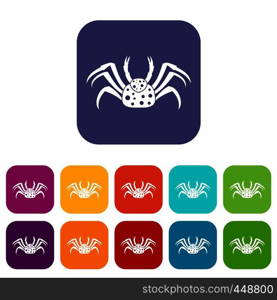 Live crab icons set vector illustration in flat style In colors red, blue, green and other. Live crab icons set flat