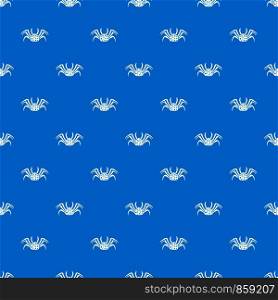 Live crab pattern repeat seamless in blue color for any design. Vector geometric illustration. Live crab pattern seamless blue
