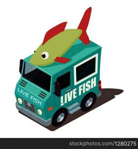 Live fish machine icon. Isometric illustration of live fish machine vector icon for web. Live fish machine icon, isometric style