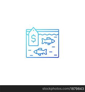 Live fish trade gradient linear vector icon. Fresh catch selling. Aquarium and ornamental fish. Consumers demand. Thin line color symbol. Modern style pictogram. Vector isolated outline drawing. Live fish trade gradient linear vector icon