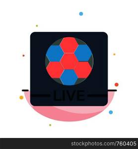 Live, Game, Screen, Football Abstract Flat Color Icon Template