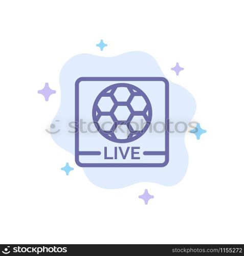 Live, Game, Screen, Football Blue Icon on Abstract Cloud Background