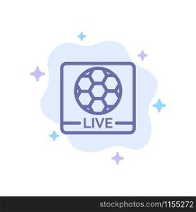 Live, Game, Screen, Football Blue Icon on Abstract Cloud Background