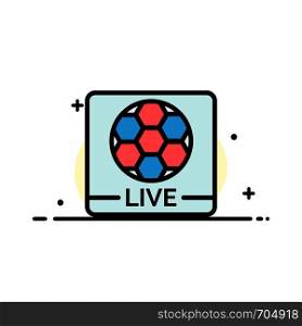 Live, Game, Screen, Football Business Flat Line Filled Icon Vector Banner Template