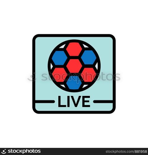 Live, Game, Screen, Football Flat Color Icon. Vector icon banner Template