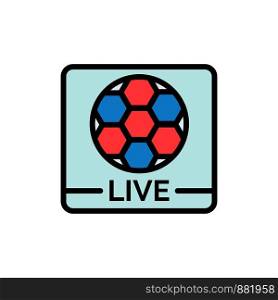 Live, Game, Screen, Football Flat Color Icon. Vector icon banner Template
