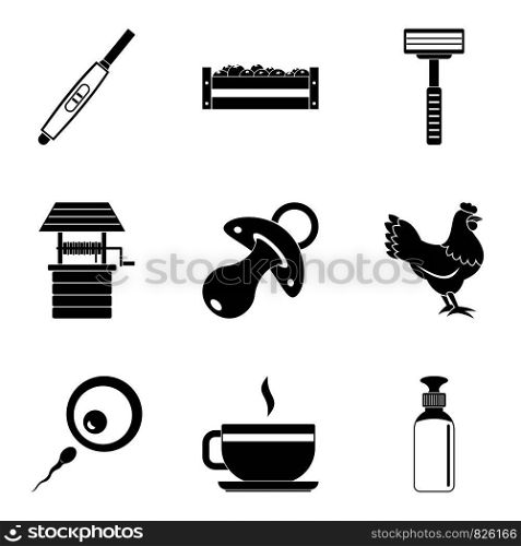 Live in countryside icons set. Simple set of 9 live in countryside vector icons for web isolated on white background. Live in countryside icons set, simple style
