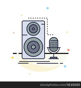 Live, mic, microphone, record, sound Flat Color Icon Vector