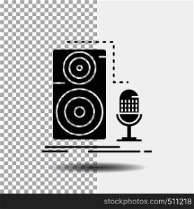 Live, mic, microphone, record, sound Glyph Icon on Transparent Background. Black Icon. Vector EPS10 Abstract Template background