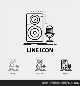 Live, mic, microphone, record, sound Icon in Thin, Regular and Bold Line Style. Vector illustration. Vector EPS10 Abstract Template background