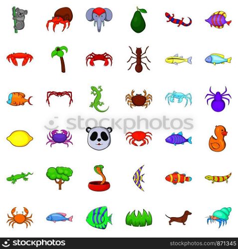 Live nature icons set. Cartoon style of 36 live nature vector icons for web isolated on white background. Live nature icons set, cartoon style